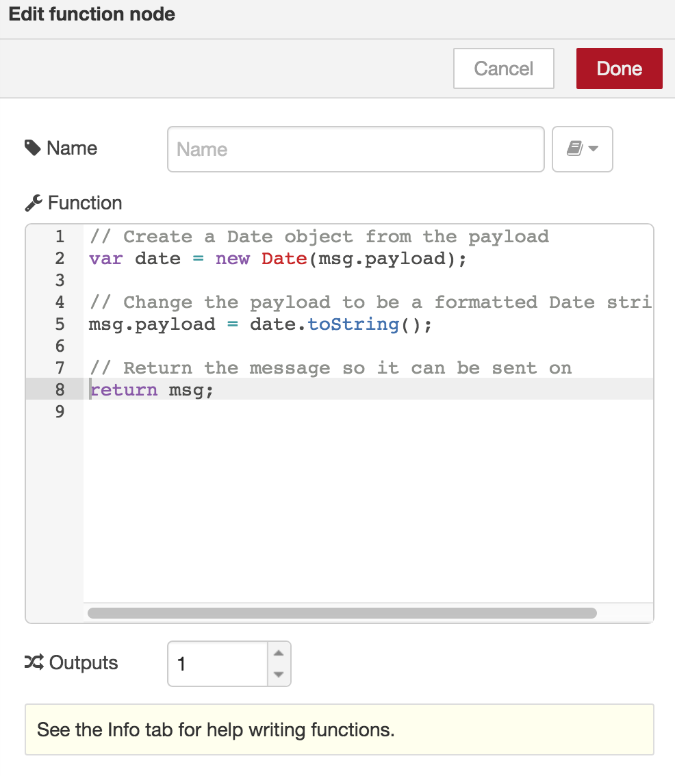 Function Node Setting