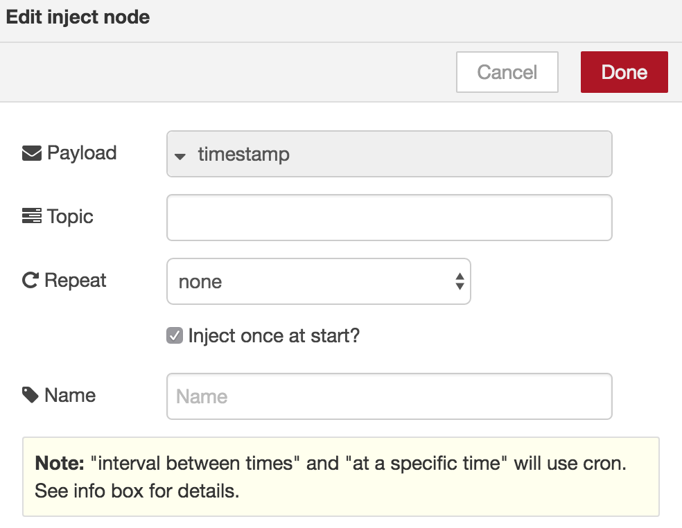 Inject Node Setting